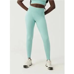 Outdoor Voices Leggings Womens Size S‎ Seamless Ribbed 7/8 Storm Light Turquoise